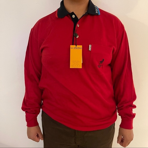 Vintage US Open Polo Collection Y2K Red Long Sleeve